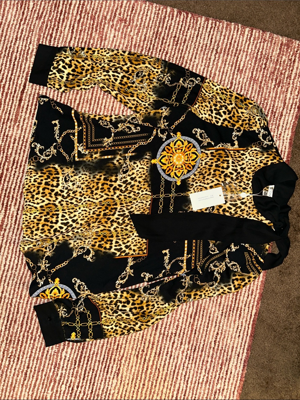 Ovi Leopard & Chain Print Blouse in Black and Gold - Picture 4 of 5